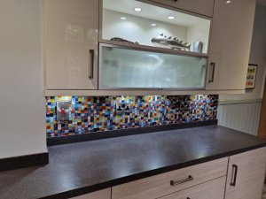 Glass printed splash back