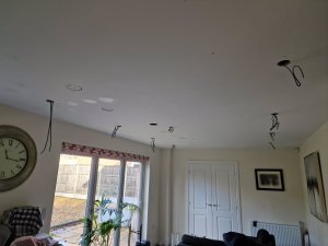 Downlights fitted to kitchen/diner, solid floor joists not a problem!